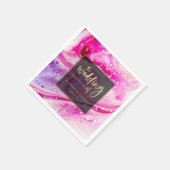 Inky Splash Roze Marmer met Gouden folie Bruiloft Servet (Hoek)