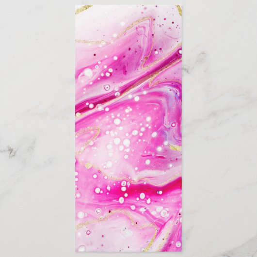 Inky Splash Roze Marmer met Gouden folie Diner Menu (Achterkant)