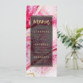 Inky Splash Wijn Rood Marmer met Gouden folie Dine Menu (Staand voorkant)