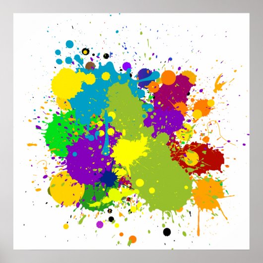 Inky Splats, gekleurd Poster (Voorkant)