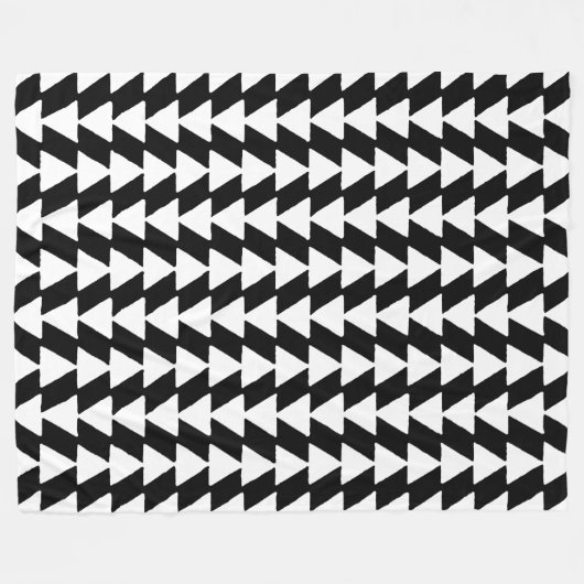 Inky Triangles - White on Black Fleece Deken (Voorkant (Horizontaal))