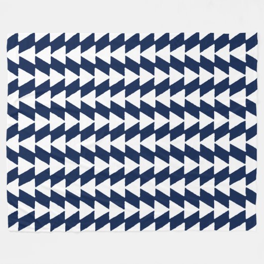 Inky Triangles - Wit op Donkerblauw 001744 Fleece Deken (Voorkant (Horizontaal))
