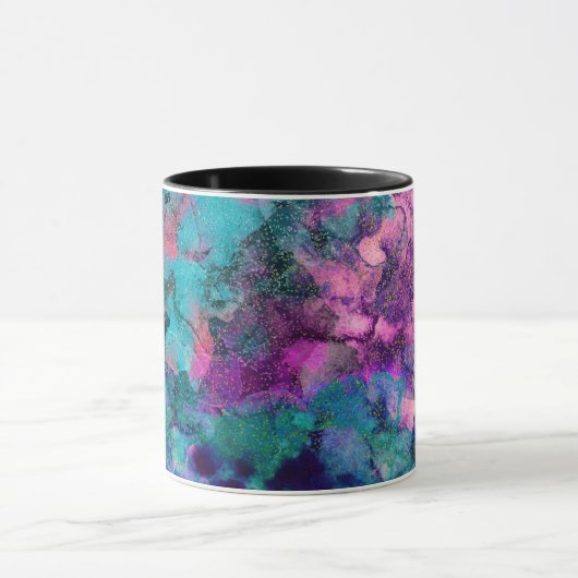 Inky Waterverf Abstracte kosmische kleurenschilder Mok (Midden)