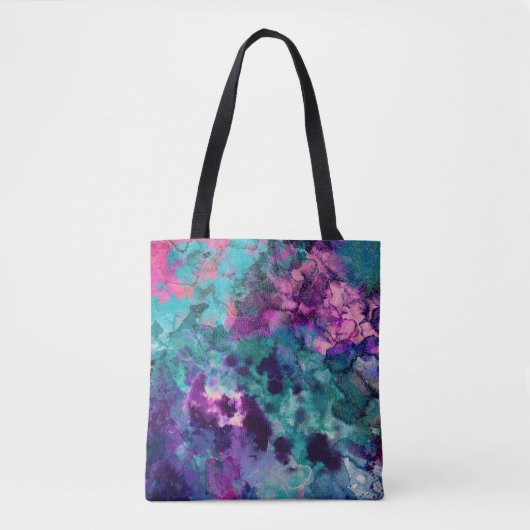 Inky Waterverf Abstracte kosmische kleurenschilder Tote Bag (Voorkant)