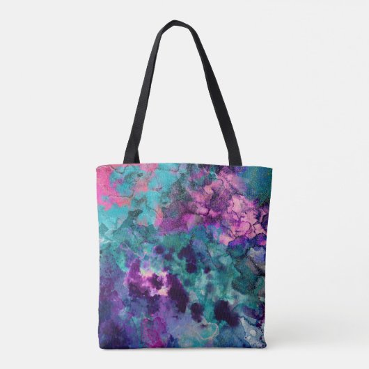Inky Waterverf Abstracte kosmische kleurenschilder Tote Bag (Achterkant)