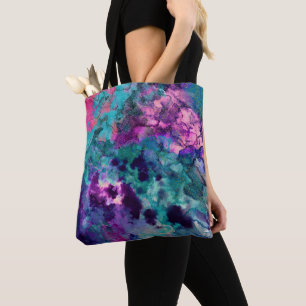 Inky Waterverf Abstracte kosmische kleurenschilder Tote Bag