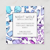 Inky Waterverf Kwartz Crystals Magisch Patroon Vierkante Visitekaartje (Achterkant)