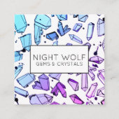 Inky Waterverf Kwartz Crystals Magisch Patroon Vierkante Visitekaartje (Voorkant)