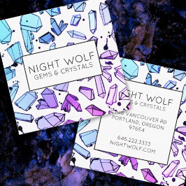 Inky Waterverf Kwartz Crystals Magisch Patroon Vierkante Visitekaartje