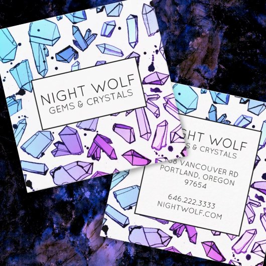 Inky Waterverf Kwartz Crystals Magisch Patroon Vierkante Visitekaartje