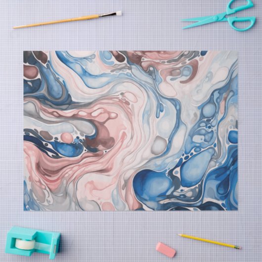 Inky Wave1 rood, wit & blauw Tissuepapier (Craft)