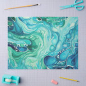 Inky Wave 1 Turquoise Blauw Weefseldocument Tissuepapier (Craft)