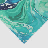 Inky Wave 1 Turquoise Blauw Weefseldocument Tissuepapier (Detail)