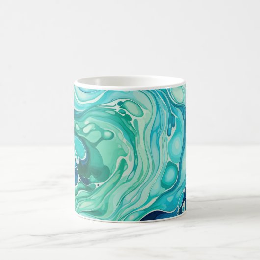 Inky Wave 1 Turquoise Blue Classic Mok, 325 ml Koffiemok (Center)