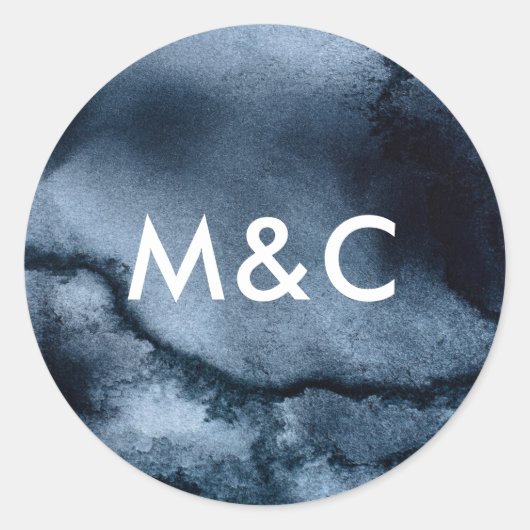 Inky zwart bruiloft monogram stickers (Voorkant)