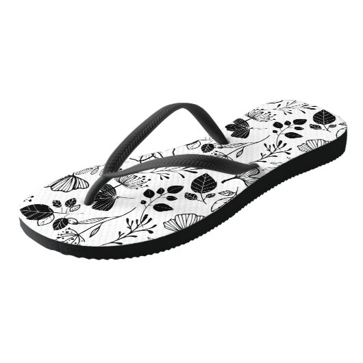 Inky zwarte bloemkolen teenslippers (Schuin)