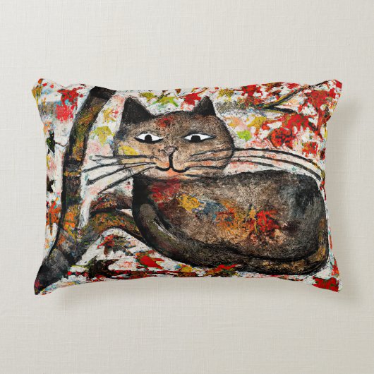 Inky zwarte kat en herfstkat Accent Pillow Accent Kussen (Voorkant)