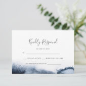 Inky zwarte Waterverf RSVP-kaarten Kaart (Staand voorkant)