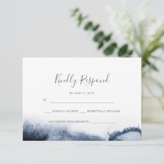 Inky zwarte Waterverf RSVP-kaarten Kaart (Staand voorkant)