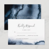 Inky zwarte Waterverf RSVP-kaarten Kaart (Voorkant / Achterkant)