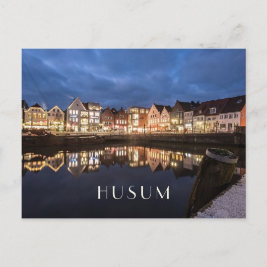 Inland Port at Night, Husum, Duitsland Briefkaart (Voorkant)