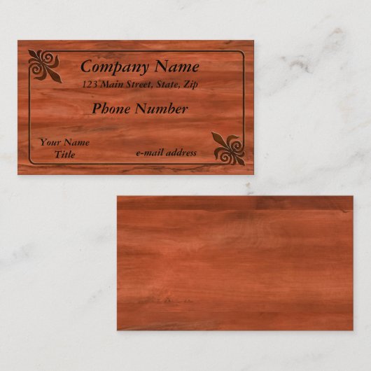 Inlay Wood Fleur de lis Visitekaartje (Voorkant / Achterkant)