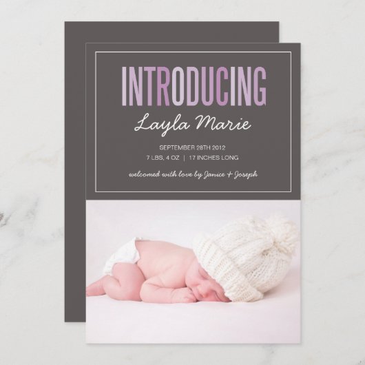 INLEIDING | GEBOORTEAANKONDIGING AANKONDIGING (Voorkant / Achterkant)