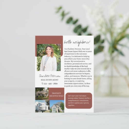 Inleiding makelaar in onroerend goed briefkaart (Staand voorkant)