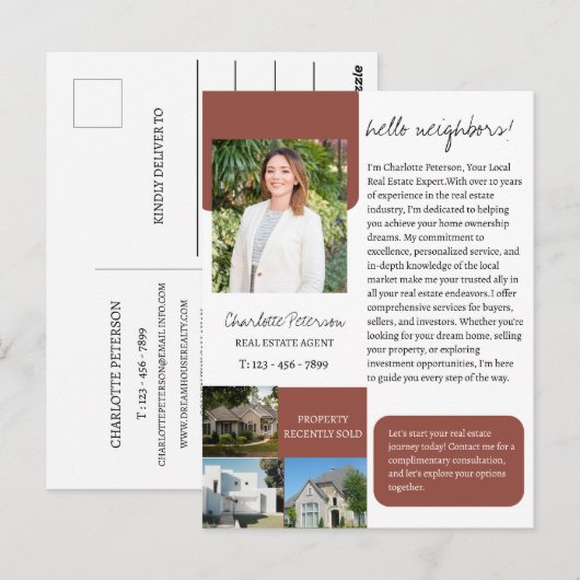 Inleiding makelaar in onroerend goed briefkaart (Voorkant / Achterkant)