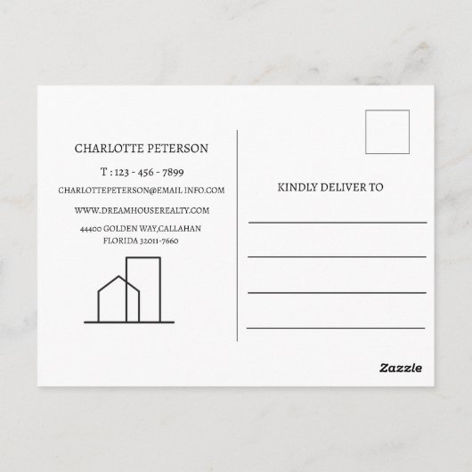 Inleiding makelaar in onroerend goed briefkaart (Achterkant)