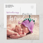 INLEIDING | Nieuwe baby aankondiging fotokaart Briefkaart (Voorkant / Achterkant)