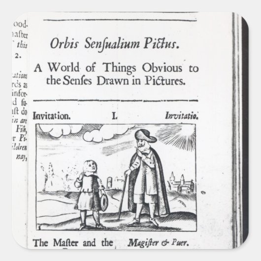 Inleiding tot "Orbis Sensualium Pictus" Vierkante Sticker (Voorkant)