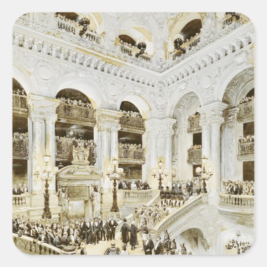 Inleiding van het Opera House van Parijs Vierkante Sticker (Voorkant)