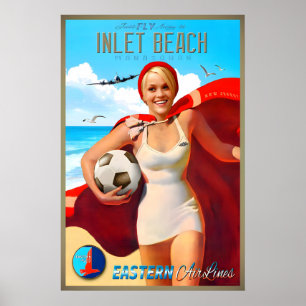 Inlet Beach Manasquan New Jersey Eastern Air Lines Poster