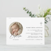 Inline Catholic Baby Foto Genderneutraal Doopsel Kaart (Staand voorkant)