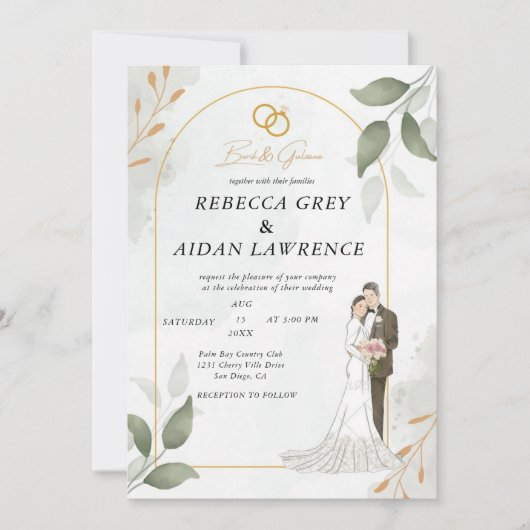 Inline Faded Foto | Moderne minimale bruiloft Kaart (Voorkant)