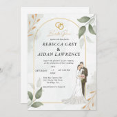 Inline Faded Foto | Moderne minimale bruiloft Kaart (Voorkant / Achterkant)