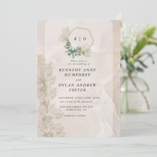 Inline Faded Foto | Moderne minimale bruiloft Kaart (Staand voorkant)