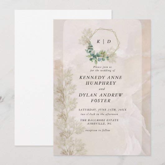 Inline Faded Foto | Moderne minimale bruiloft Kaart (Voorkant / Achterkant)