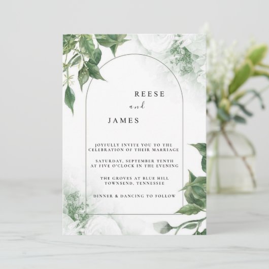 Inline Faded Foto | Moderne minimale bruiloft Kaart (Staand voorkant)