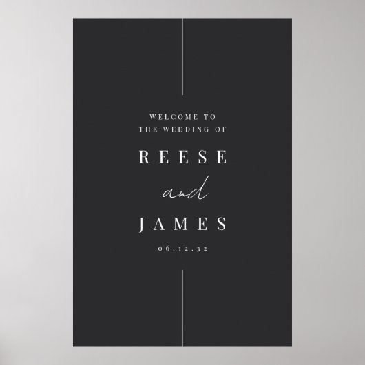 Inline | Modern minimal bruiloft welkomstbord Poster (Voorkant)