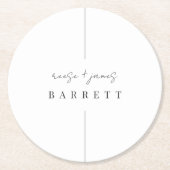 Inline | Moderne minimale persoonlijke bruiloft Ronde Kartonnen Onderzetter (Voorkant)