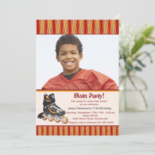 Inline Schaats Foto-uitnodiging Kaart (Staand voorkant)