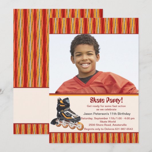 Inline Schaats Foto-uitnodiging Kaart (Voorkant / Achterkant)