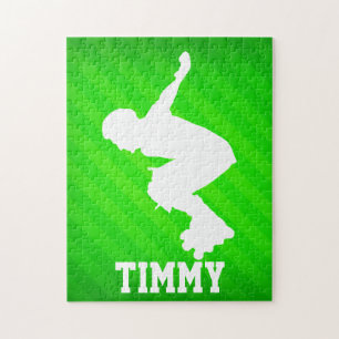 inline schaatsen; Neon Green Stripes Legpuzzel