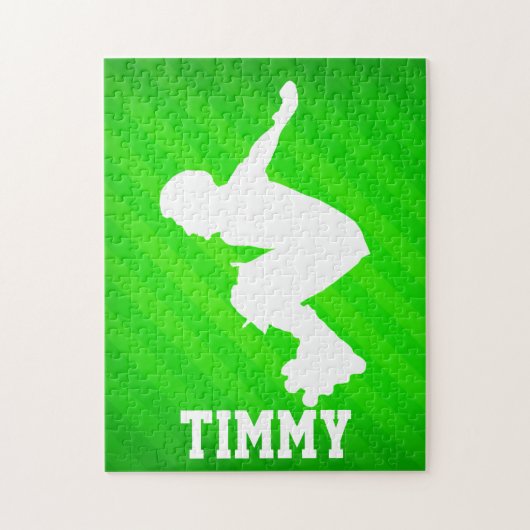 Inline skaten; Neon groene strepen Legpuzzel (Verticaal)