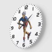 Inline Skater Cool Retro Inline Skaten Grote Klok (Hoek)