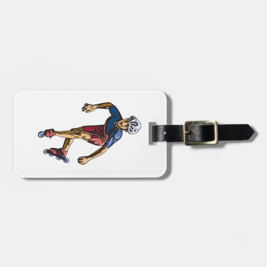 Inline Skater Cool Retro Rollerblading Bagagelabel (Voorkant horizontaal)