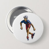 Inline Skater Cool Retro Rollerblading Ronde Button 7,6 Cm (Voorkant /achterkant)