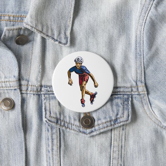 Inline Skater Cool Retro Rollerblading Ronde Button 7,6 Cm (In situ)